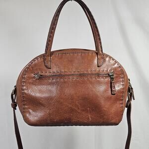 Vintage HENRY CUIR Brown Leather Tote Shoulder Bag Purse Handmade Italy